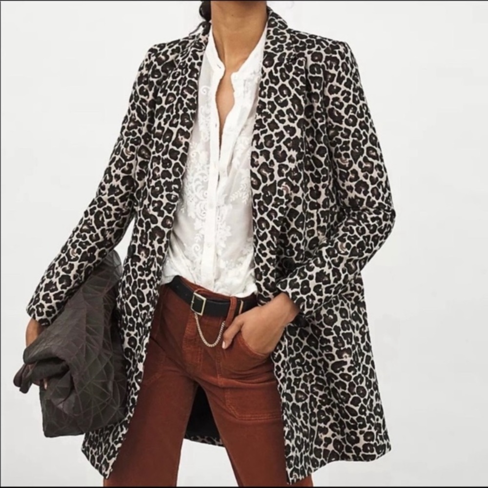Anthropologie leopard print coat